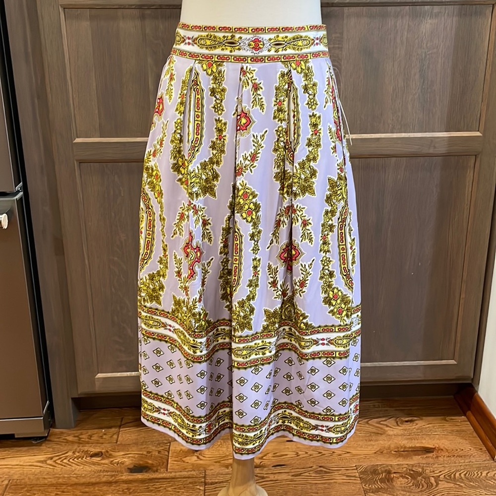 Anthropologie Echarpe Lilac Brocade Pleated Skirt